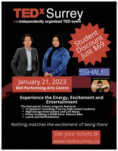 Kai to speak at TEDxSurrey on Jan. 21st, 2023